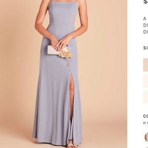 Birdy grey dusty blue crepe Benny dress with slit